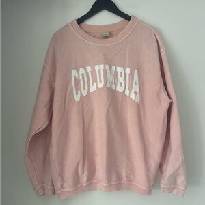 Chicka-D Columbia University Pink Ribbed Crewneck Sweatshirt